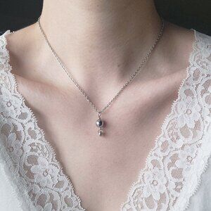 Vintage gothic silver pearl necklace ✦ dainty everyday silver necklace ✦